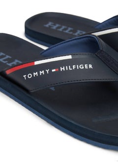 TOMMY HILFIGER Men's Comfort Hilfiger Beach Flip Flops - Polyester, Blue  - Image 4