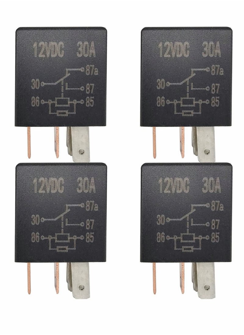 Y&D 5 Pin 12V Relay 30A Multi Purpose Automotive Black Starter Car Heavy Duty for Motor Replacement Accessories (4 PCS)  - Image 1