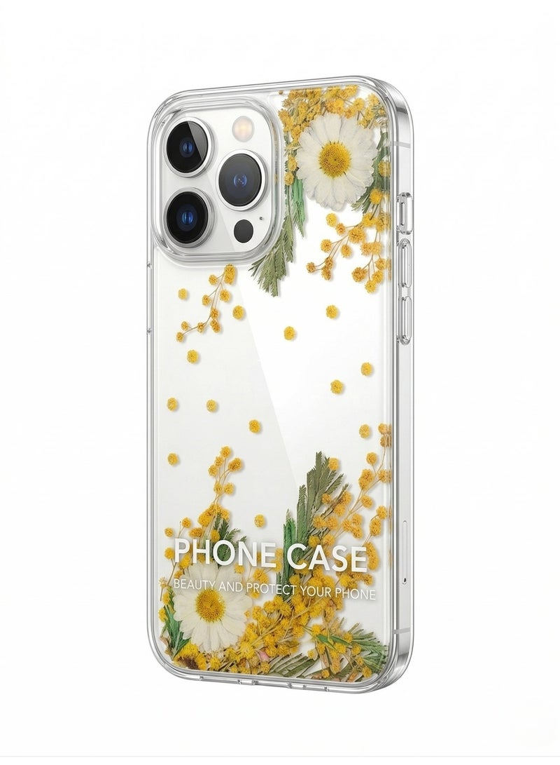 لانيكس جراب حماية خلفي شفاف لانيكس (LANEX) متوافق مع ايفون 13 برو (iPhone 13 Pro) بتصميم زهور الربيع الطبيعية (ديزي) - أصفر/أخضر - Image 2