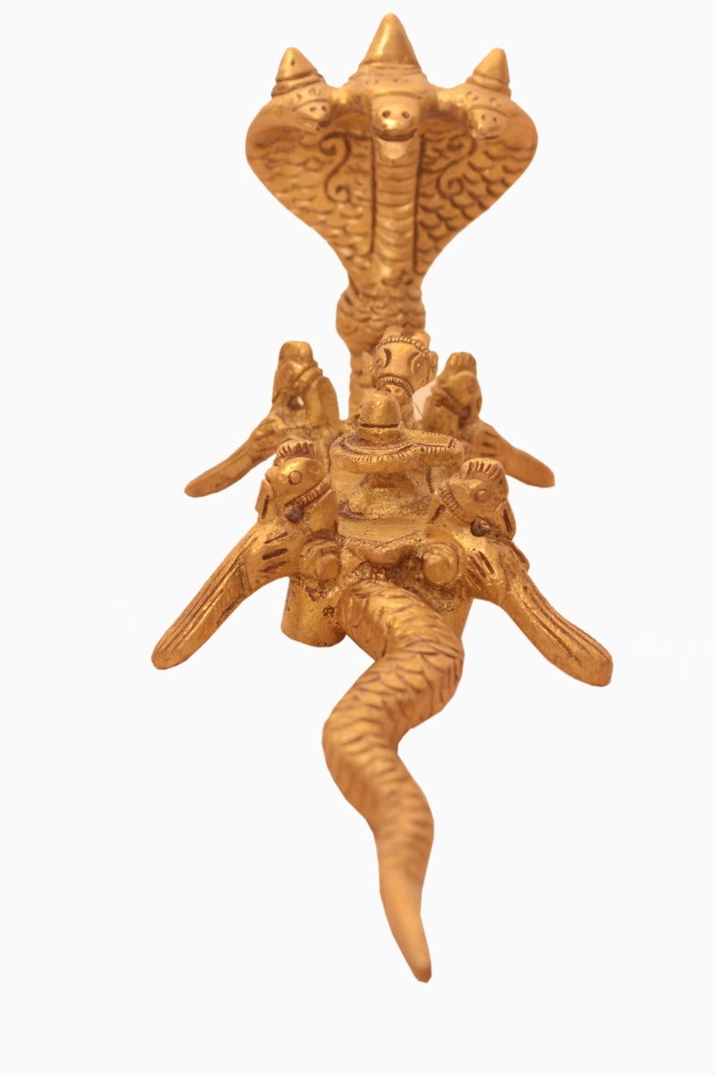 Purpledip Rare Collection Lord Mahadev Shivaling Statue Idol with Nandi On Sheshanag (10921) - Image 2