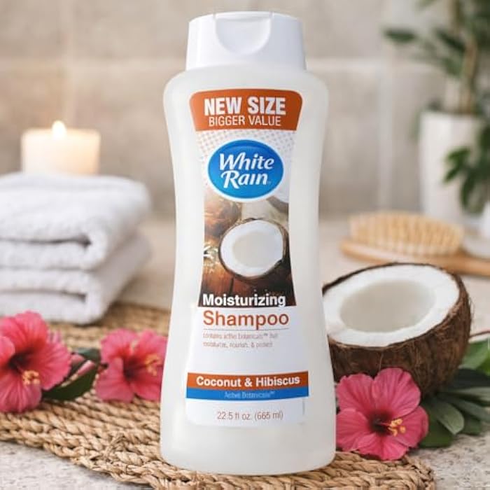 White Rain Moisturizing Shampoo Coconut & Hibiscus, Paraben-Free, Hydrating Hair Cleanser, 22.5 fl oz (665 ml) - Image 2