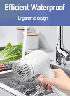 HANAMICHI Electric Spin Cleaning Brush - Cordless Electric Scrubber with LED Display - For Cleaning Bathroom, Bathtub, Kitchen Stove, Tile Grout - 5 Brush Heads  - Image 4