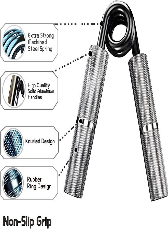 AMIFIT Metal Heavy Hand Grip and Wrist Strengthener Gripper - Resistance from 50-350LB Exerciser for Hand Grip Strength Trainer and Fingers (150 Lb, Silver) - Image 4
