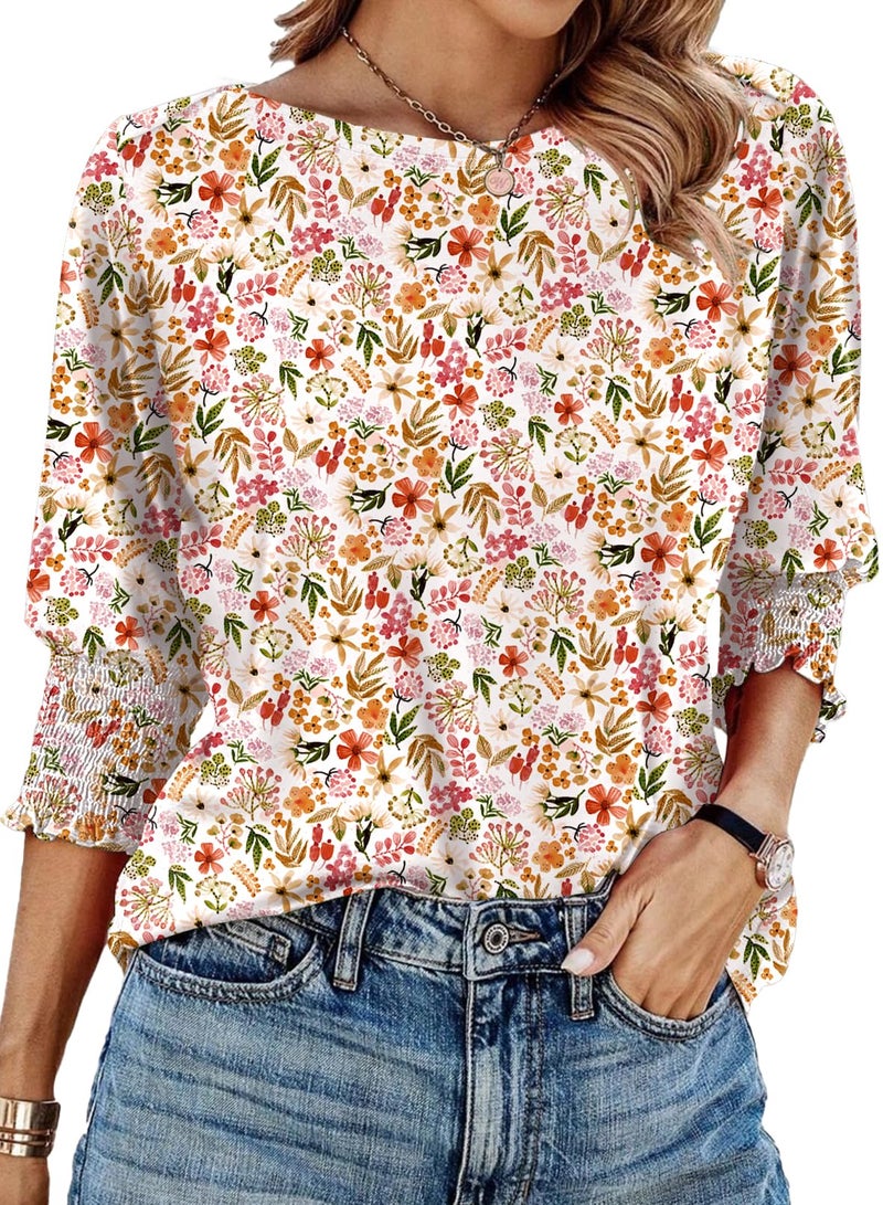 IECCP Womens Summer Tops 2025 3/4 Sleeve Petite Elbow Length Tops Boho School Outfits for Teachers Women's 3/4 Sleeve Summer Blouses 2025 Fall Long Sleeve Tops,L - Image 1