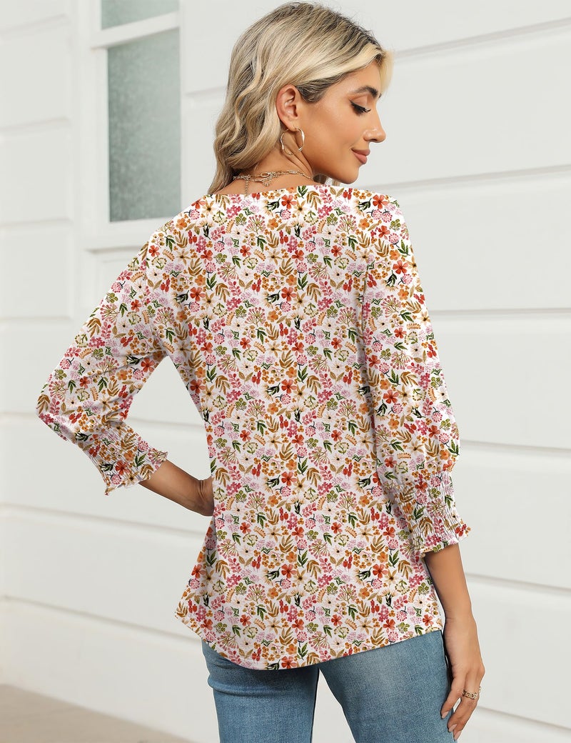 IECCP Womens Summer Tops 2025 3/4 Sleeve Petite Elbow Length Tops Boho School Outfits for Teachers Women's 3/4 Sleeve Summer Blouses 2025 Fall Long Sleeve Tops,L - Image 5