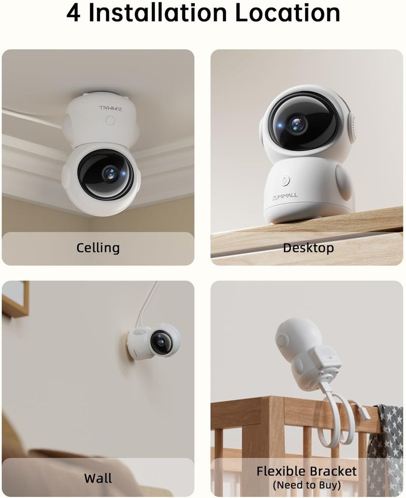 ZUMIMALL Security Camera Indoor 5G24G WiFi Baby Monitor with Camera and Audio 2K Wired Pet Cameras for Home Security OneClick Call Auto Tracking CryPIRAI Detection AlexaONVIFCloud - Image 5