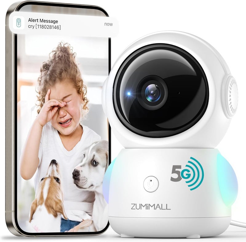 ZUMIMALL Security Camera Indoor 5G24G WiFi Baby Monitor with Camera and Audio 2K Wired Pet Cameras for Home Security OneClick Call Auto Tracking CryPIRAI Detection AlexaONVIFCloud - Image 1