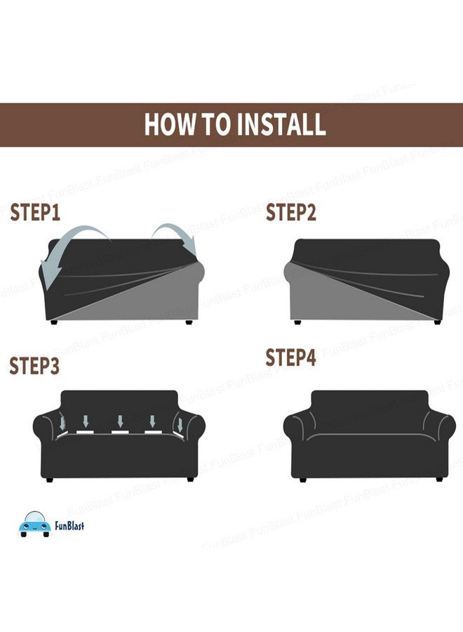 FunBlast Sofa Covers - Jacquard Sofa Covers for Living Room, Durable Washable Universal Seater High Elastic Furniture Protector, Stretchable Sofa Slip Covers (Grey, Four Seater) - Image 4