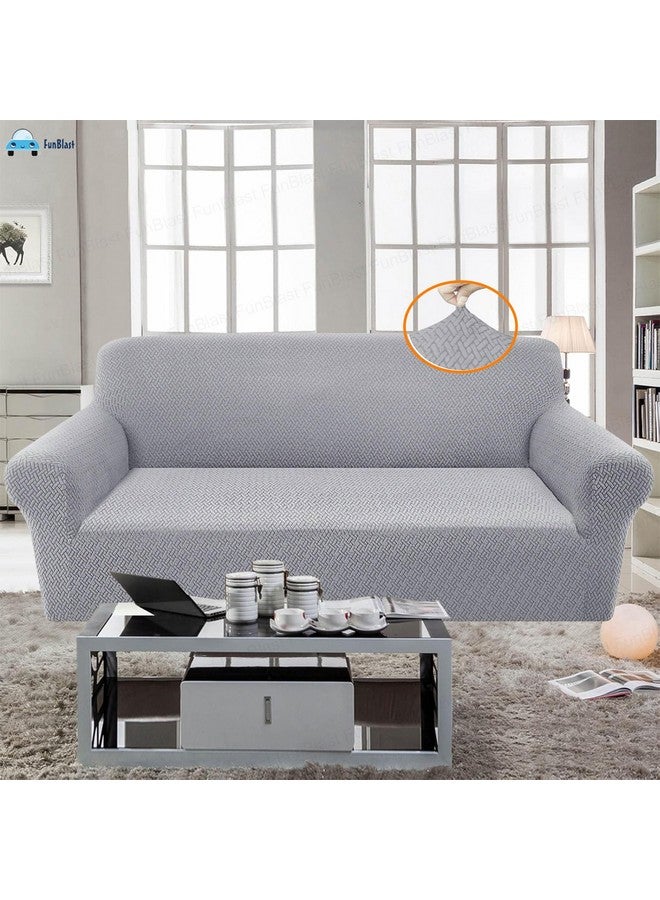 FunBlast Sofa Covers - Jacquard Sofa Covers for Living Room, Durable Washable Universal Seater High Elastic Furniture Protector, Stretchable Sofa Slip Covers (Grey, Four Seater) - Image 5