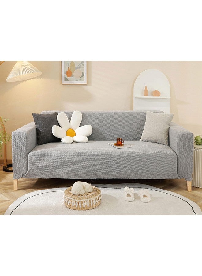 FunBlast Sofa Covers - Jacquard Sofa Covers for Living Room, Durable Washable Universal Seater High Elastic Furniture Protector, Stretchable Sofa Slip Covers (Grey, Four Seater) - Image 1
