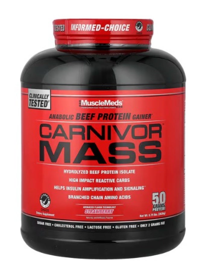 Carnivor Mass Anabolic Beef Protein Gainer Strawberry 5.79 lbs (2628 g)