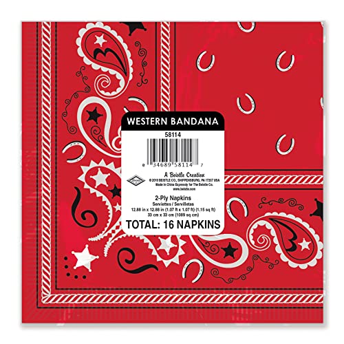 Beistle Red Bandana Luncheon Napkins 16 Count - Image 2