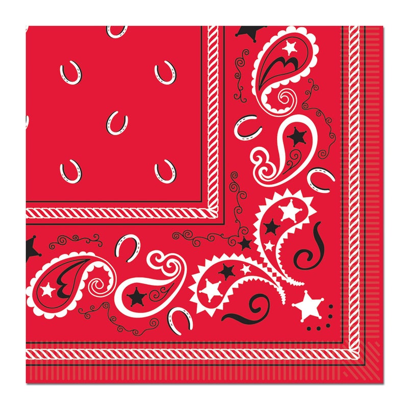 Beistle Red Bandana Luncheon Napkins 16 Count - Image 5