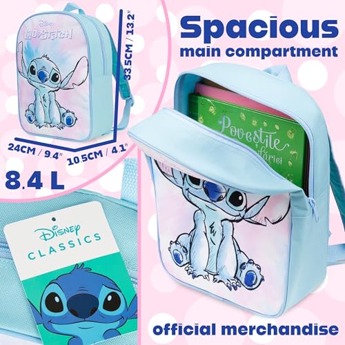 Get Trend Disney Stitch Mini Backpack Kids Toddlers 13x9” Rucksack Kindergarten Bag Preschool Sports Travel Backpacks 3+ Gifts for Kids (Blue Stitch) - Image 3