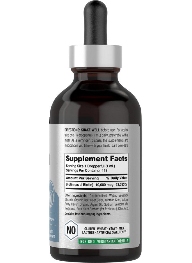 Horbäach Biotin Liquid Drops 10000mcg | 4 fl oz | Berry Flavor | Vegetarian, Non-GMO & Gluten Free Supplement - Image 2