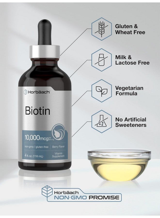 Horbäach Biotin Liquid Drops 10000mcg | 4 fl oz | Berry Flavor | Vegetarian, Non-GMO & Gluten Free Supplement - Image 5