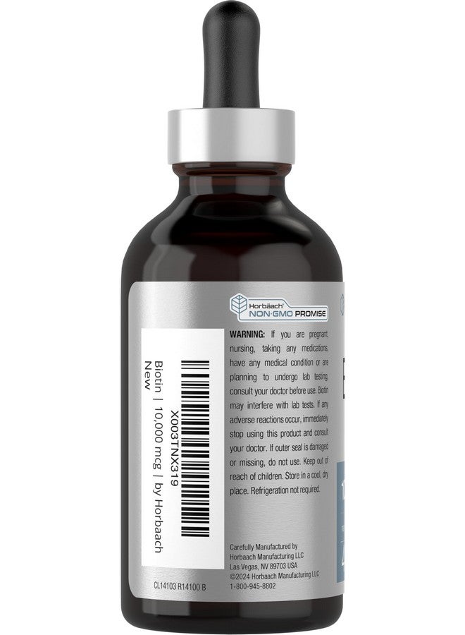 Horbäach Biotin Liquid Drops 10000mcg | 4 fl oz | Berry Flavor | Vegetarian, Non-GMO & Gluten Free Supplement - Image 3