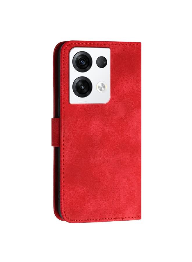 اس-توب جراب هاتف من الجلد بنقشة فراشة شبكية عالمية لهاتف OPPO Reno8 Pro 5G مع حبل تعليق - Image 3