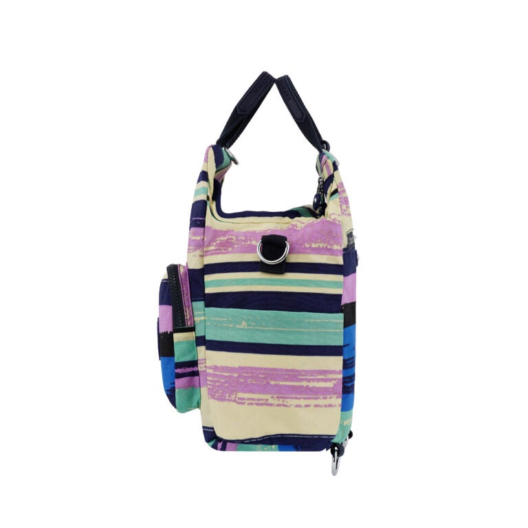 CAPRICE COLLECTION Unisex Medium Backpack – Multi Color Stripes, Compact, Water-Resistant Nylon, 10L Capacity - Image 3
