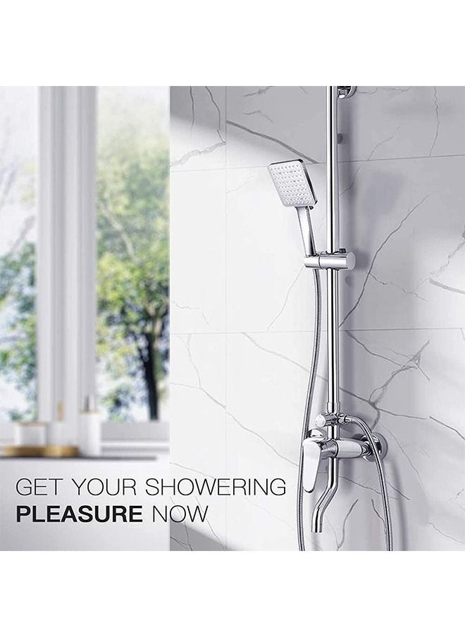 Generic - Shower Head High Pressure with Handheld,6 Spray Settings Detachable Square Showerhead with Stainless Steel Hose and Adjustable Shower Stand,Silver - Image 1
