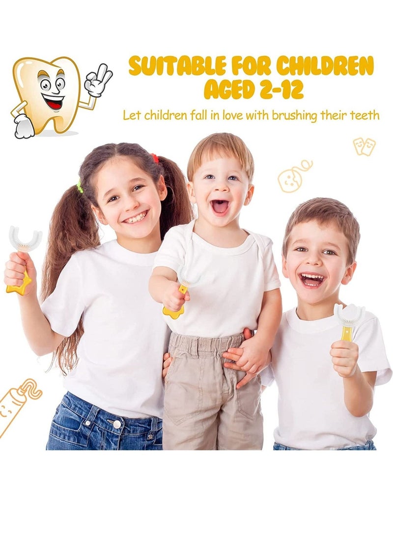 فرشاة أسنان للأطفال، تصميم رأس فرشاة ناعمة على شكل U، 4 قطع أداة تنظيف الأسنان 360° للأطفال، مادة آمنة، ناعمة وكثيفة، سهلة الإمساك، تجعل الأطفال يحبون تنظيف أسنانهم - Image 2