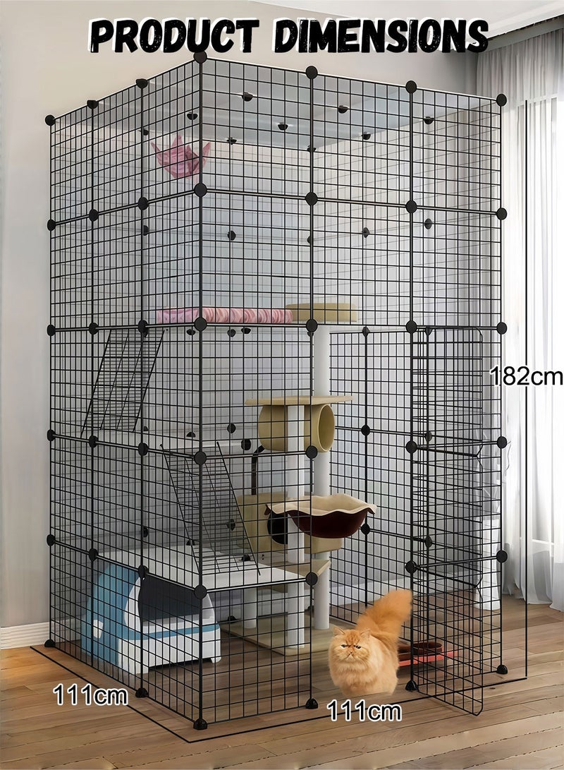 كيدل قفص قطة كبيرة قابلة للفصل داخلية DIY صندوق الحيوانات الأليفة Playpen 5-Tier سلك معدني كينلز غلاف بيت الحيوانات سياج لمساحة ممارسة 1-5 القطط ﻿ - Image 5