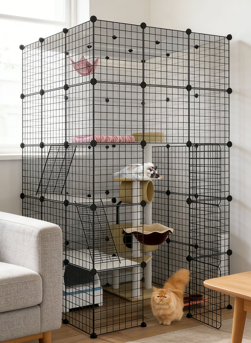 كيدل قفص قطة كبيرة قابلة للفصل داخلية DIY صندوق الحيوانات الأليفة Playpen 5-Tier سلك معدني كينلز غلاف بيت الحيوانات سياج لمساحة ممارسة 1-5 القطط ﻿ - Image 4