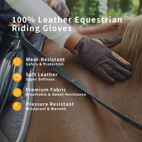 ONNAS Equestrian Riding Gloves - Genuine Goatskin Palm, Double-Layer Leather Fingers, Hook & Loop Wrist - Ideal for Horse Riding, Boating, Gardening, Cycling & Driving​ - Image 5