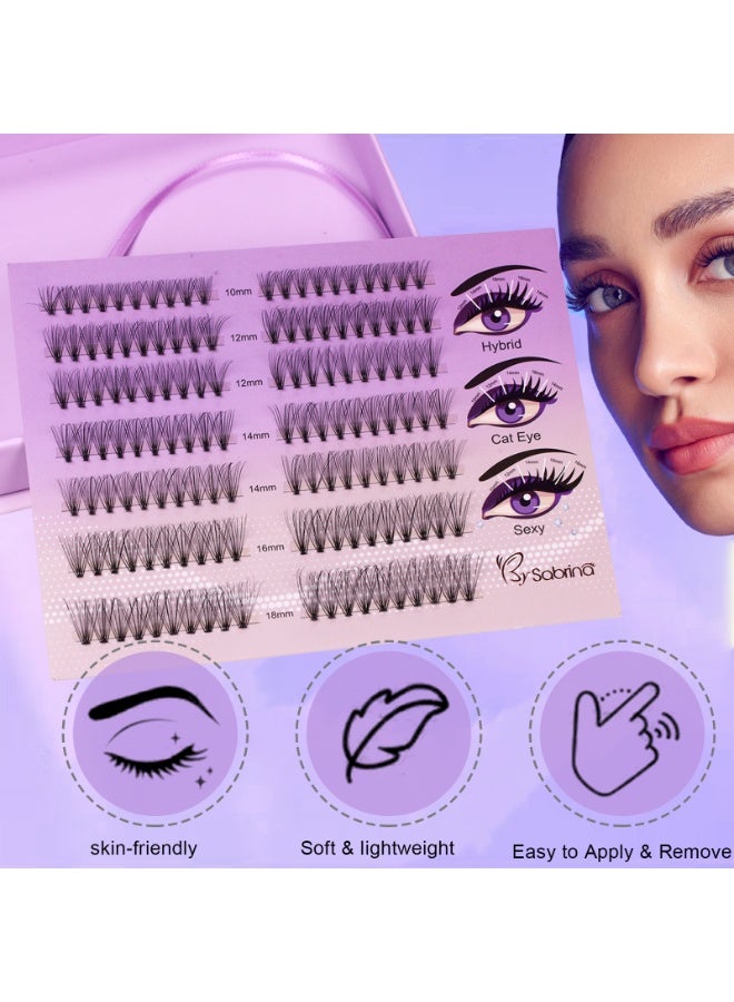 بقلم سابرينا 140 رمشاً اصطناعياً، طقم تمديد الرموش (DIY)، مجموعات رموش فردية مع لاصق ومزيل وأداة تطبيق، طقم تمديد رموش سهل الاستخدام في المنزل (طقم 20D)، مجموعة رموش شخصية بتموج طبيعي، رموش اصطناعية مقسمة، رموش كثيفة. - Image 2