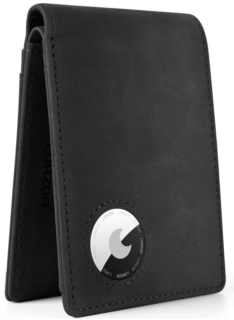 Excefore محفظة للرجال، محفظة RFID، محفظة رجالية ثنائية الطي من الجلد المحبب بالكامل، مع جيب مخفي لمحفظة AirTag، تصميم كبير ونحيف، ما يصل إلى 12 بطاقة ونافذة لبطاقة الهوية، هدية للرجال - Image 1