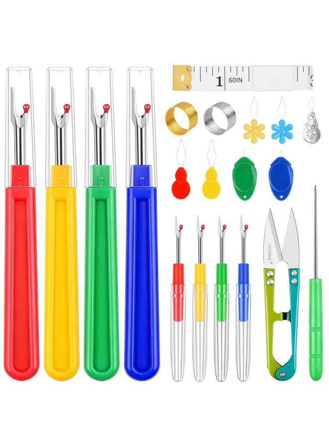 Babelshar 20 PCS Seam Ripper Kit for Sewing, Needle Threader, Thread Snips, Thimble, Tape Measure, Tailors Awl, Large Thread Remover and Small Stitch Ripper Sewing Supplies and Accessories for Craft - Image 1