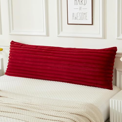 Cottonfry Ultra Soft Velvet Body Pillow Cover/Case Pillowcase with Hidden Zipper, Zippered Body Pillow Case (Red (Line Fur), 20x54) - Image 1