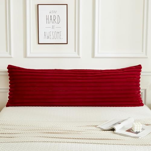 Cottonfry Ultra Soft Velvet Body Pillow Cover/Case Pillowcase with Hidden Zipper, Zippered Body Pillow Case (Red (Line Fur), 20x54) - Image 2