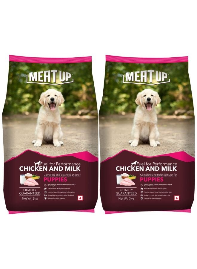 Meatup Puppy Dry Dog Food Chicken & Milk (Buy 1 Get 1) 2 x 3 Kg  - Image 1