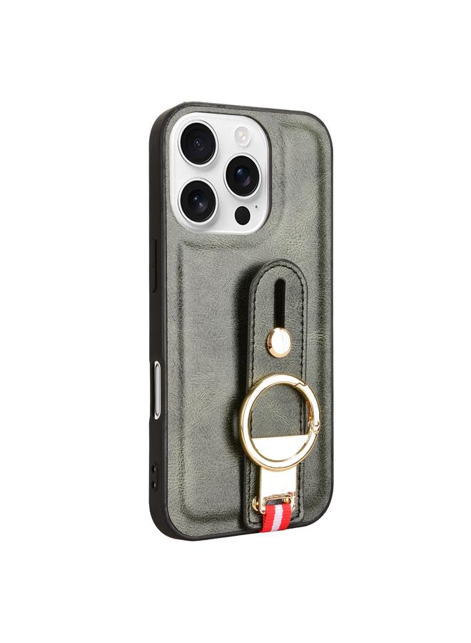 اس-توب جراب خلفي من الجلد مع سوار معصم لهاتف iPhone 16 Pro - Image 2