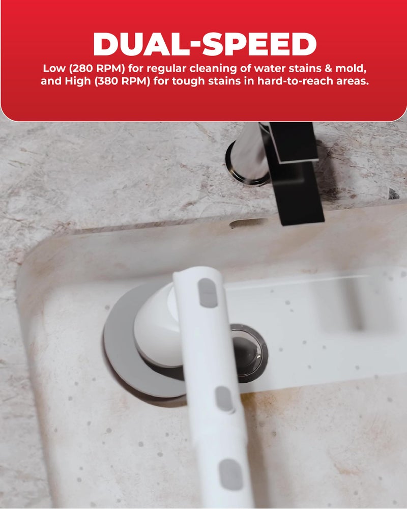 TIRON TLS Electric Long Scrubber, 2500 mAh Battery, 90 mins Runtime, 16Kg Torque for Powerful Scrubbing, Designed for Car, Window Glass, Balcony Cleaning, Bathrooms, Bathtubs, Tile Floors - Image 2