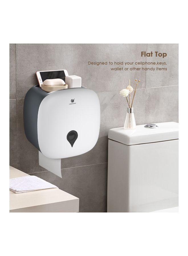 NIBEMINENT Wall Mounted Tissue Roll Dispenser White/Grey 28.6x28.6x12centimeter - Image 2