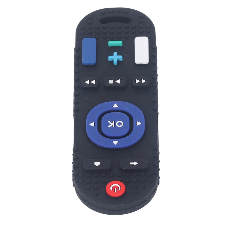 Tv Remote Teether Black Textured Silicone Teether High Simulation Design - Sensory Stimulation Buttons Hand-Eye Coordination Training for Teething Babies - Image 2
