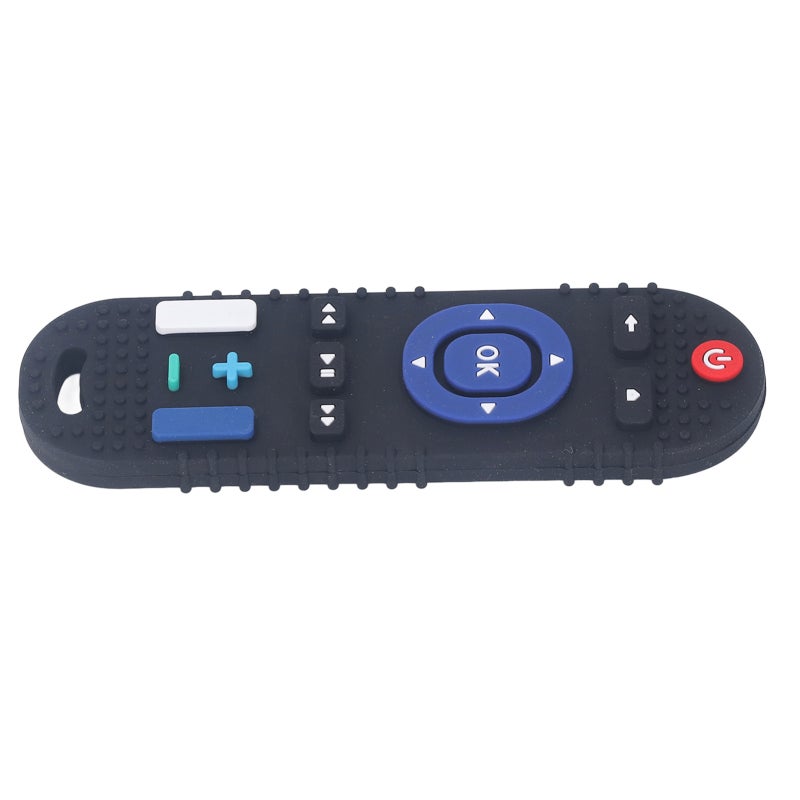 Tv Remote Teether Black Textured Silicone Teether High Simulation Design - Sensory Stimulation Buttons Hand-Eye Coordination Training for Teething Babies - Image 5