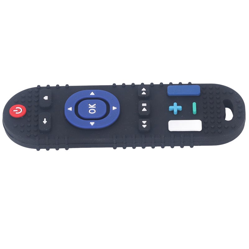 Tv Remote Teether Black Textured Silicone Teether High Simulation Design - Sensory Stimulation Buttons Hand-Eye Coordination Training for Teething Babies - Image 4