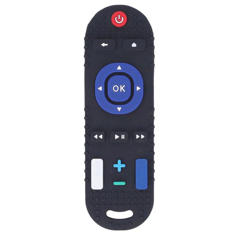 Tv Remote Teether Black Textured Silicone Teether High Simulation Design - Sensory Stimulation Buttons Hand-Eye Coordination Training for Teething Babies - Image 1