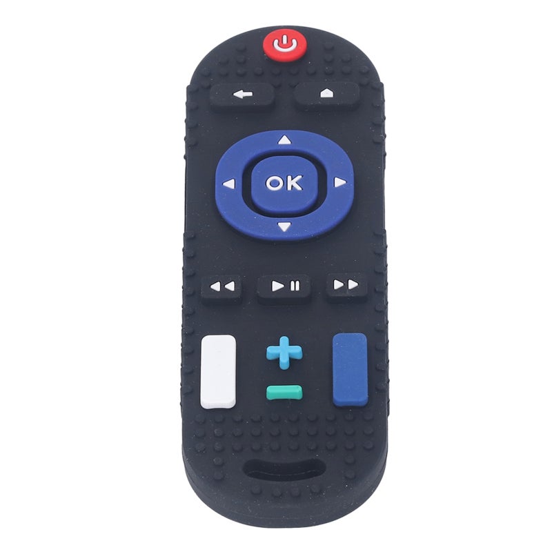 Tv Remote Teether Black Textured Silicone Teether High Simulation Design - Sensory Stimulation Buttons Hand-Eye Coordination Training for Teething Babies - Image 3