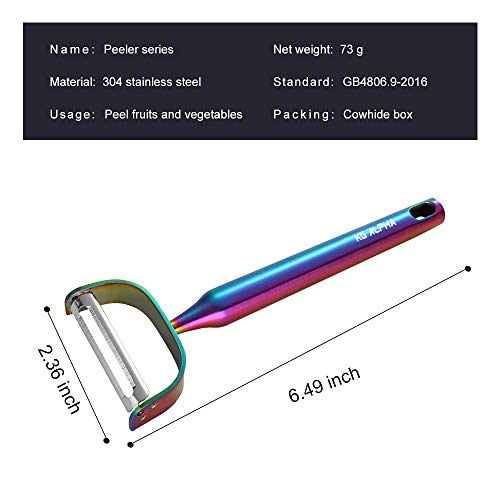 GKG Vegetable Apple Peelers for kitchen, Fruit Carrot Veggie Potatoes Peeler, Heavy Duty Y-Shaped Stainless Steel Peelers, with Ergonomic Non-Slip Handle sharp Blade, Dishwasher Safe KG ALPHA Rainbow - Image 5