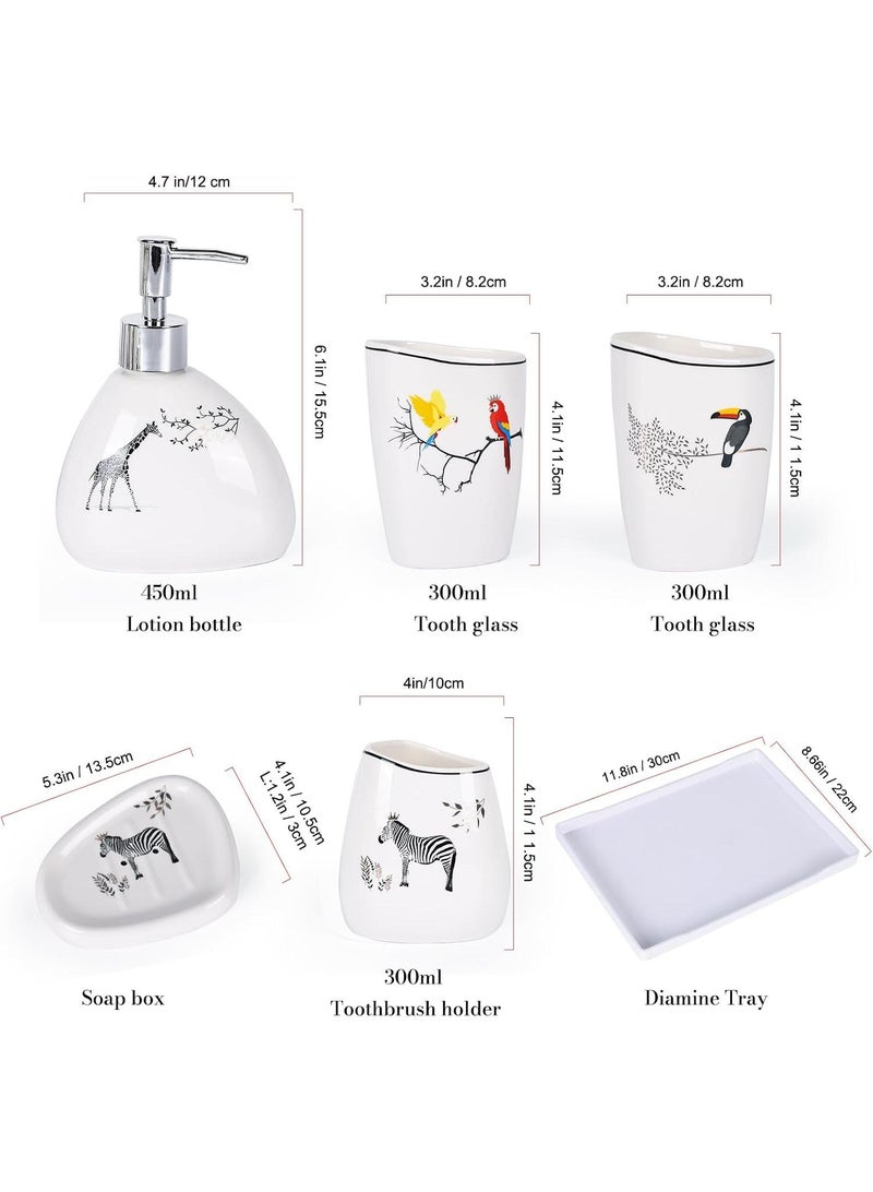 Bathroom Accessories Set,Modern Countertop Bathroom Decor,Luxury 6 Piece Bathroom Accessory Set,Complete with Soap Dispenser,Toothbrush Holder,Tumbler,Tray - Image 3