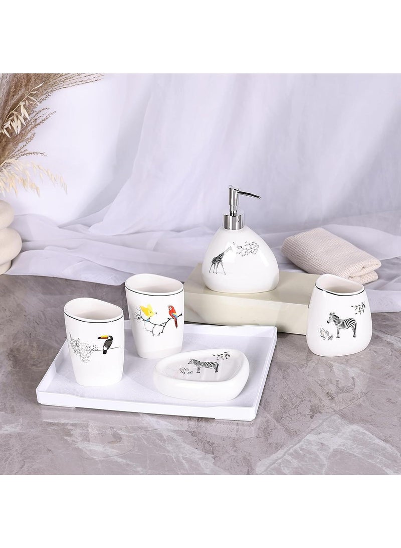 Bathroom Accessories Set,Modern Countertop Bathroom Decor,Luxury 6 Piece Bathroom Accessory Set,Complete with Soap Dispenser,Toothbrush Holder,Tumbler,Tray - Image 5