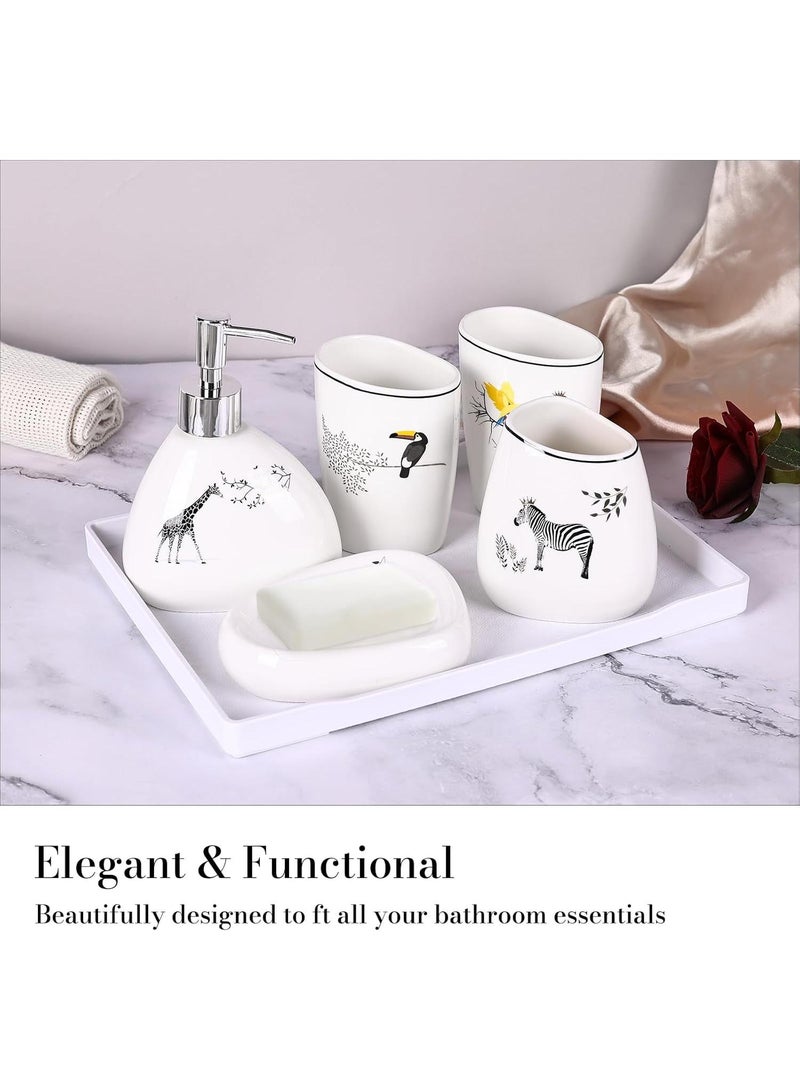 Bathroom Accessories Set,Modern Countertop Bathroom Decor,Luxury 6 Piece Bathroom Accessory Set,Complete with Soap Dispenser,Toothbrush Holder,Tumbler,Tray - Image 2