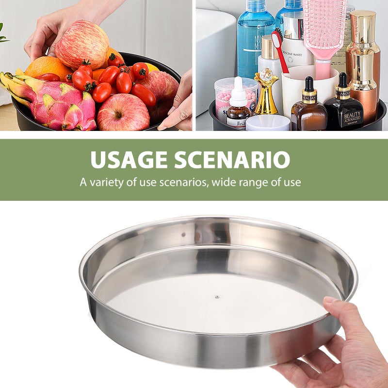 Stainless Steel Rotating Spice Rack Organizer Large Non Slip Kitchen Storage Tray - Image 4
