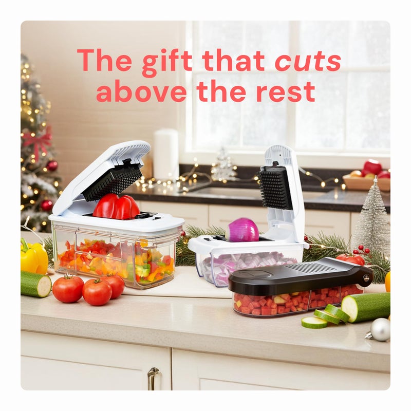 Fullstar The Original Pro Chopper - Vegetable Chopper and Spiralizer, Food Chopper with Container, Fruit Slicer, Kitchen Gadgets & Gifts, Home Essentials (4 in 1, Gray/Green) - Image 3