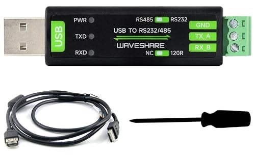 Waveshare محول تسلسلي USB إلى RS232/485 من Waveshare، شريحة FT232RNL الأصلية على اللوحة، fuse ذاتية الاسترداد مدمجة، دائرة حماية TVS، إلخ. متوافق مع Mac وLinux وAndroid وWin11/10/8.1/8/7 - Image 1