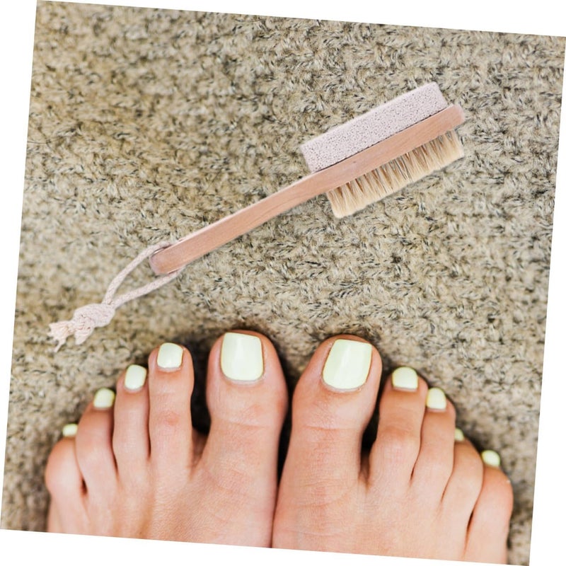 3pcs Dual-Sided Foot Brush Pumice Stone and Bristle Scrubber with Wooden Handle for Dead Skin Exfoliation and Callus Removal Suitable for Shower Foot Care - Image 5